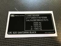 LAND ROVER VIN label, ID label LAND ROVER, LAND ROVER VIN LABEL poduction, production plate. 